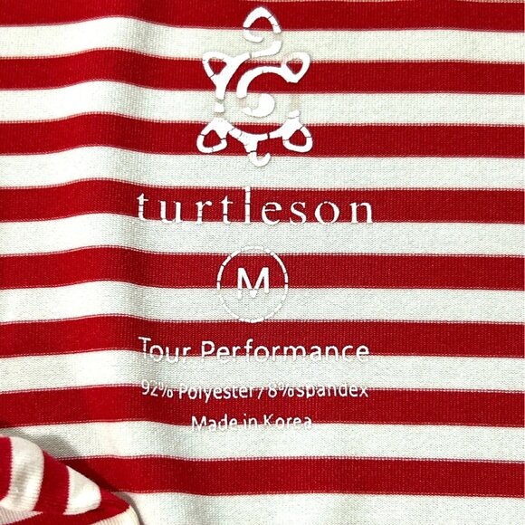 Turtleson Golf Polo Shirt Men's Red Tour Performance Striped Size M - Picture 3 of 5